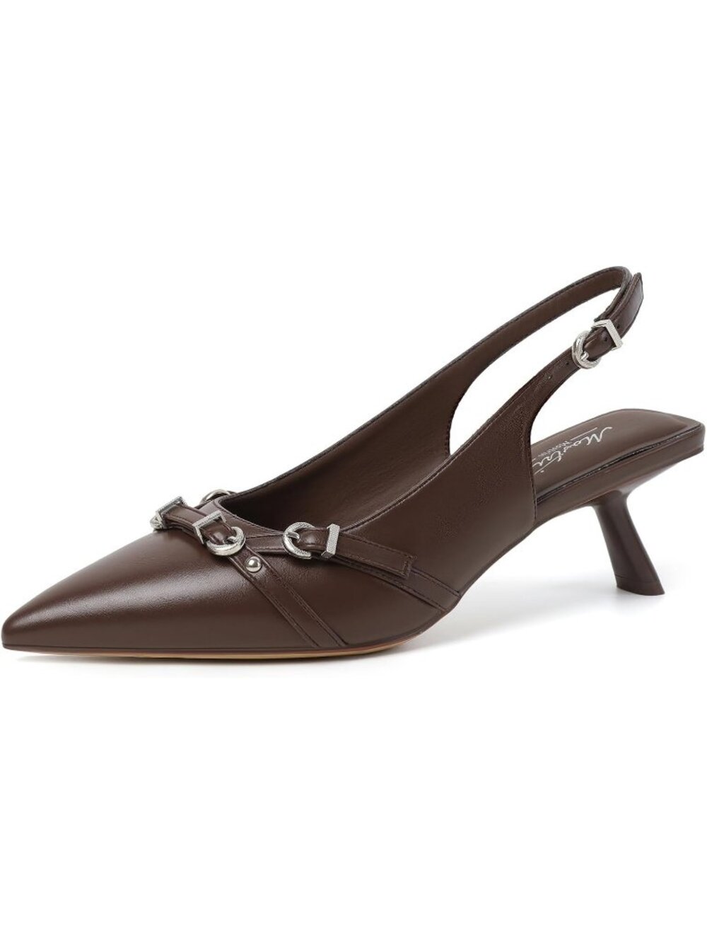 Women's Choc Brown 03 Patent Leather Kitten Heels Pointed Toe Pumps Dress Shoes